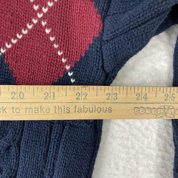Vintage Woods‎ & Gray Sweater Mens XL Blue Cable Knit Argyle Preppy Heavy Cotton - Picture 11 of 14